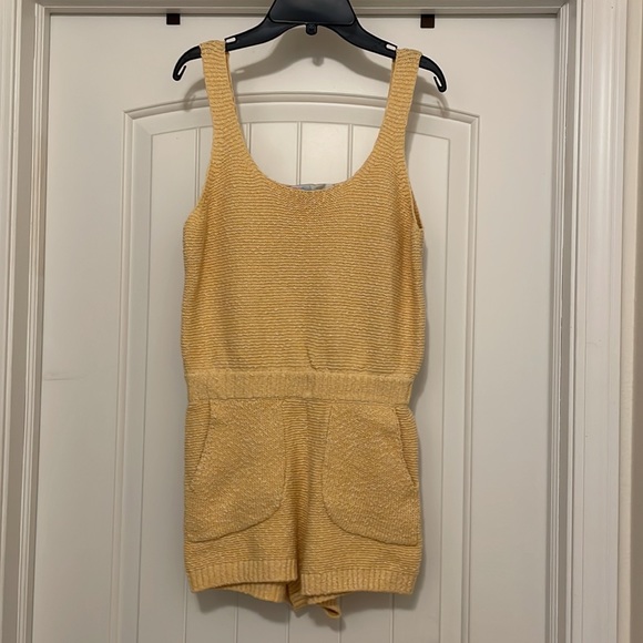 Free People Declan Romper Sweater Set sunset gold yellow XS $108 - Picture 4 of 6